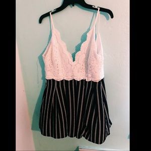 Cute pant dress navy blue with white stripes